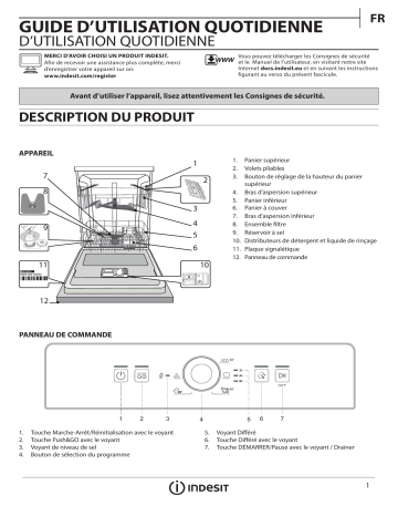 Mode d'emploi | Indesit DFE 1B19 X Manuel utilisateur | Fixfr