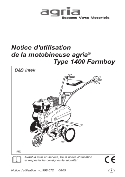 Agria 1400 Power Tiller Manuel utilisateur