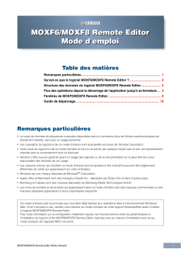 Yamaha MOXF6 / MOXF8 REMOTE EDITOR Manuel utilisateur