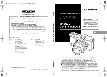 Mode d'emploi | Olympus E-P2 Manuel utilisateur | Fixfr