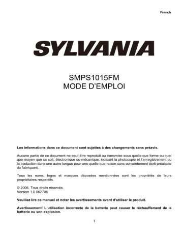 Sylvania SMPS 1015FM Mode d'emploi | Fixfr