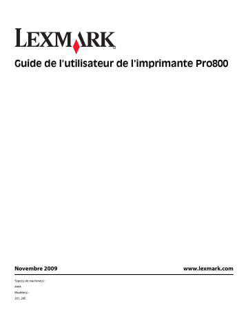 Manuel du propriétaire | Lexmark PRESTIGE PRO800 Manuel utilisateur | Fixfr