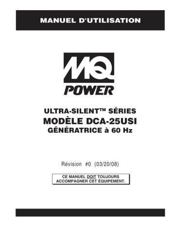 Mode d'emploi | MQ Power DCA25USI Génératrices Ultra-Silent Manuel utilisateur | Fixfr