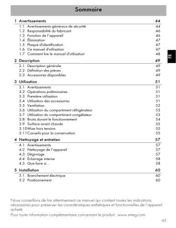 Manuel du propriétaire | Smeg FAB50R Manuel utilisateur | Fixfr