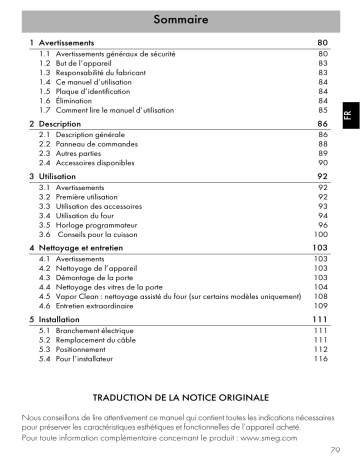 Manuel du propriétaire | Smeg Victoria Manuel utilisateur | Fixfr