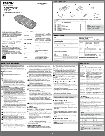 Manuel du propriétaire | Epson LABELWORKS LW-Z700 Manuel utilisateur | Fixfr