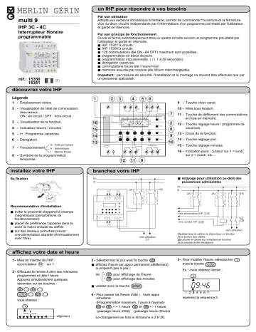 Manuel du propriétaire | MERLIN GERIN INTERRUPTEUR HORAIRE PROGRAMMABLE IHP 3C-REF 15350 Manuel utilisateur | Fixfr