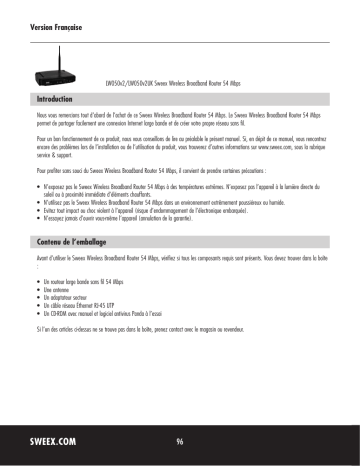 Manuel du propriétaire | Sweex LW050V2 Manuel utilisateur | Fixfr