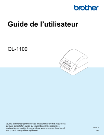 Manuel du propriétaire | Brother QL-1100 Manuel utilisateur | Fixfr
