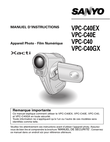 Manuel du propriétaire | Sanyo XACTI VPC-C40EX Manuel utilisateur | Fixfr