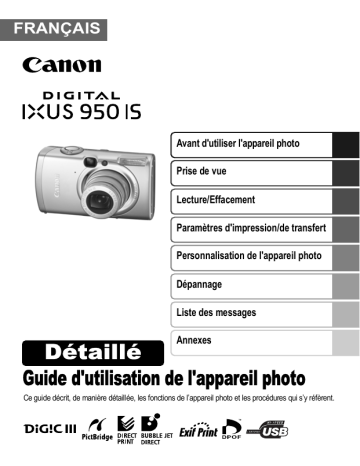 Mode d'emploi | Canon IXUS 950 IS Manuel utilisateur | Fixfr