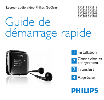 SA2840/02 | SA2826 | SA2845 | SA2825/02 | SA2815 | SA2885 | SA2820/02 | SA2846 | SA2886 | Guide de démarrage rapide | Philips SA2825 Manuel utilisateur | Fixfr