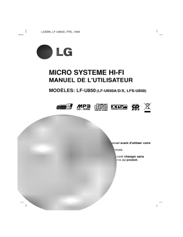 LG LF-U850D Manuel du propriétaire | Fixfr