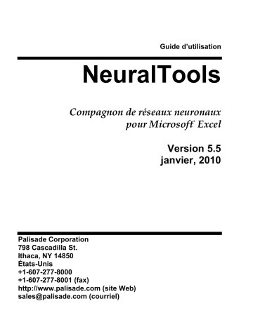 Manuel du propriétaire | PALISADE NEURALTOOLS 5.5 Manuel utilisateur | Fixfr