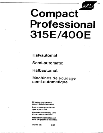 ESAB Compact professional 315E / 400E Manuel utilisateur | Fixfr