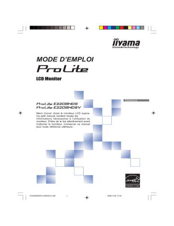 Manuel du propriétaire | iiyama E2208HDS Manuel utilisateur | Fixfr