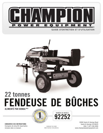 Champion Power Equipment 92252 Manuel utilisateur | Fixfr