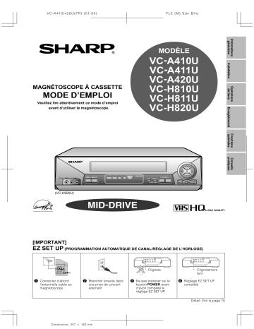 Manuel du propriétaire | Sharp VC-A411U Manuel utilisateur | Fixfr