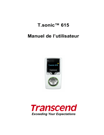 T Sonic 615 | Mode d'emploi | Transcend MP 615 Manuel utilisateur | Fixfr