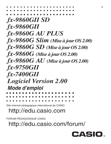 Manuel du propriétaire | Casio FX-9860GII SD Manuel utilisateur | Fixfr