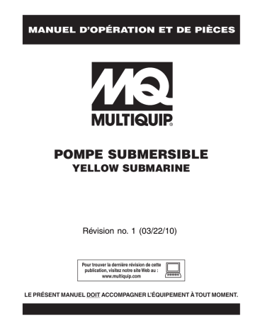 Mode d'emploi | MQ Multiquip YELLOW-SUBMARINE Pompes submersible Manuel utilisateur | Fixfr