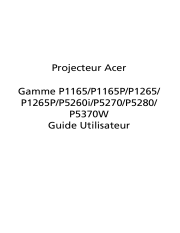 Manuel du propriétaire | Acer P1265P Manuel utilisateur | Fixfr