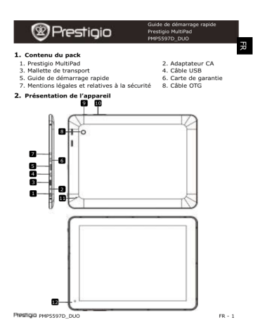 Guide de démarrage rapide | Prestigio MultiPad PMP-5597D Duo Manuel utilisateur | Fixfr