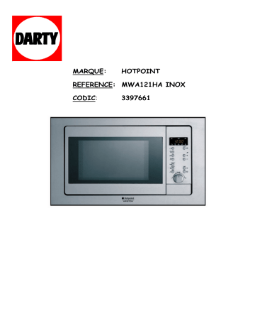 Manuel du propriétaire | Hotpoint-Ariston MWHA212AX Manuel utilisateur | Fixfr