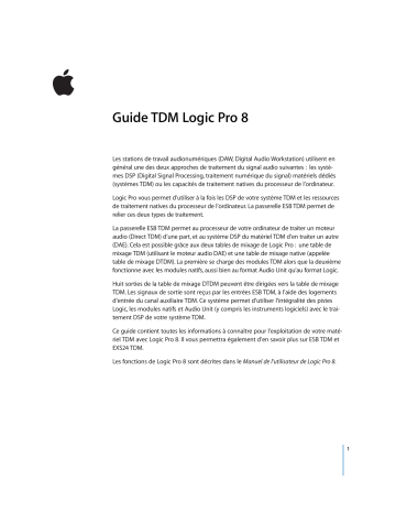 Mode d'emploi | Apple Logic Pro 8 Manuel utilisateur | Fixfr