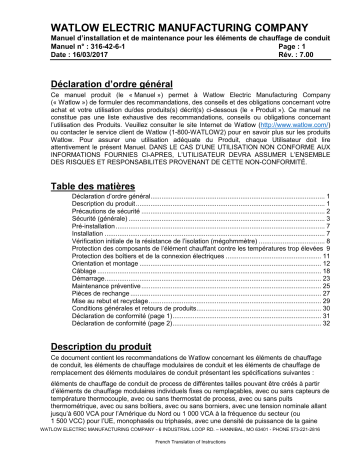 Watlow DUCT Heater Manuel utilisateur | Fixfr