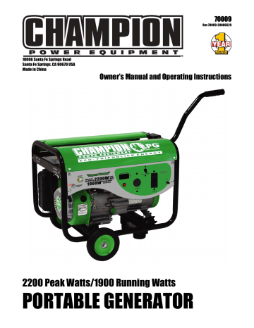 Champion Power Equipment 70009 Manuel utilisateur | Fixfr