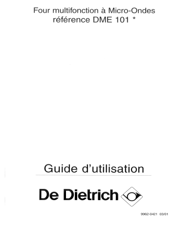 DME101WE1 | Manuel du propriétaire | De Dietrich DME101BE1 Manuel utilisateur | Fixfr