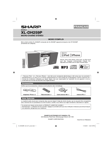 Manuel du propriétaire | Sharp XL-DH259P Manuel utilisateur | Fixfr