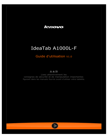 Mode d'emploi | Lenovo IdeaTab A1000L-F Manuel utilisateur | Fixfr
