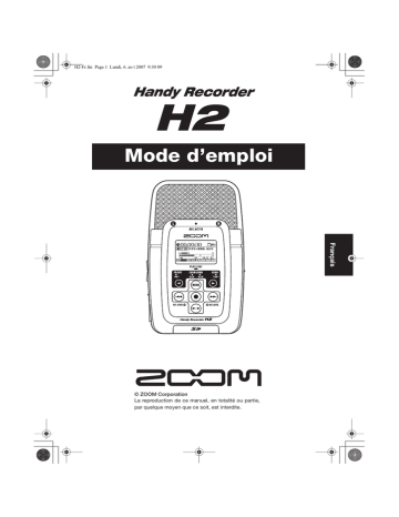 Zoom H2 Mode d'emploi | Fixfr