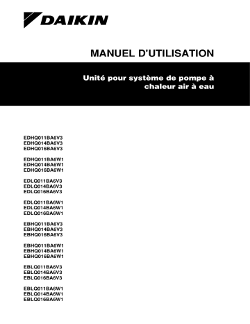 Manuel du propriétaire | Daikin EBHQ011BA6V3 Manuel utilisateur | Fixfr