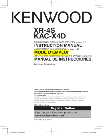 Manuel du propriétaire | Kenwood XR-4S Manuel utilisateur | Fixfr