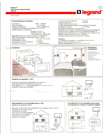 Manuel du propriétaire | Legrand 74437 Manuel utilisateur | Fixfr