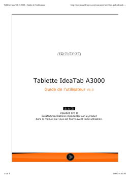 Lenovo IdeaTab A3000 Manuel utilisateur