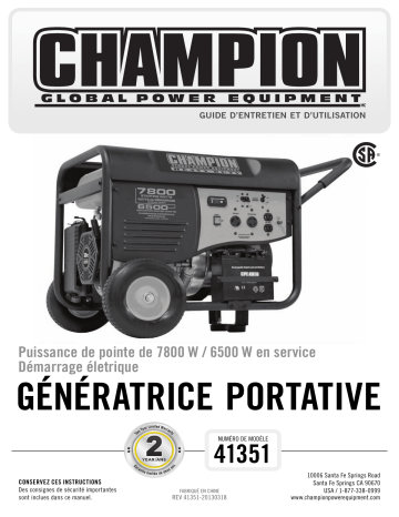 Champion Power Equipment 41351 Manuel utilisateur | Fixfr