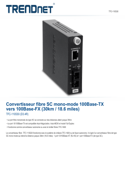 Trendnet TFC-110S30 100Base-TX to 100Base-FX Single Mode SC Fiber Converter (30KM, 18.6Miles) Fiche technique