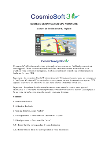 Mode d'emploi | CarTrek 700 CosmicSoft 3 Manuel utilisateur | Fixfr