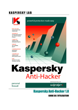 Kaspersky Anti-Hacker version 1.8 Manuel utilisateur