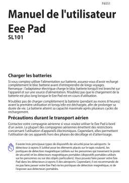 Asus Eee Pad SL 101 Manuel utilisateur