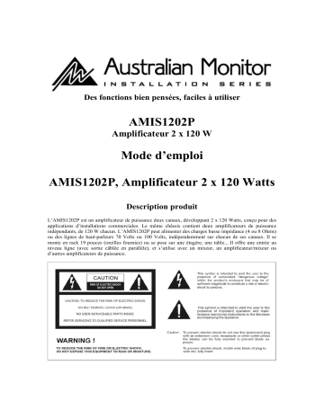 Manuel du propriétaire | AUSTRALIAN MONITOR AMIS1202P Manuel utilisateur | Fixfr