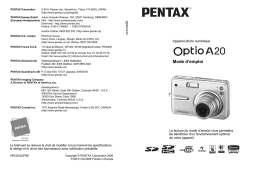 Pentax Série Optio A20 Manuel utilisateur
