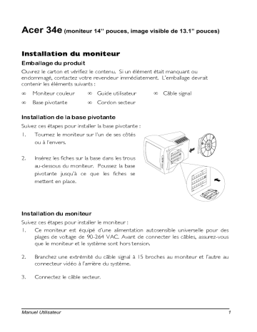 Manuel du propriétaire | Acer MN34E1 Manuel utilisateur | Fixfr