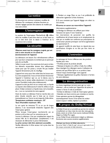 Manuel du propriétaire | Thomson ITC008B+ Manuel utilisateur | Fixfr