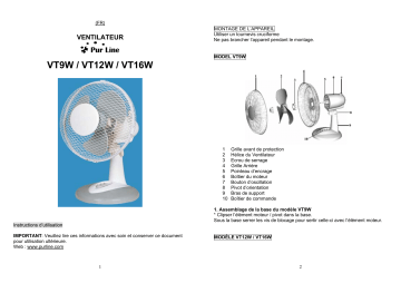 Manuel du propriétaire | PUR LINE VT9W Manuel utilisateur | Fixfr