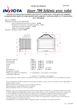 Invicta FOYER 700 SELENIC AVEC VOLET Manuel utilisateur